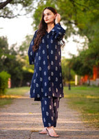 Chaudhary Arts Saleha Printed (Navy blue) Women 2pcs