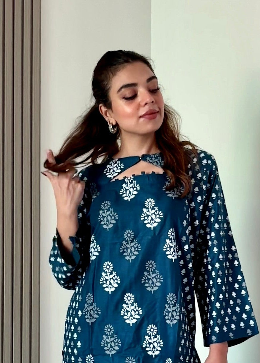 Chaudhary Arts Ace printed (blue) Women 2pcs