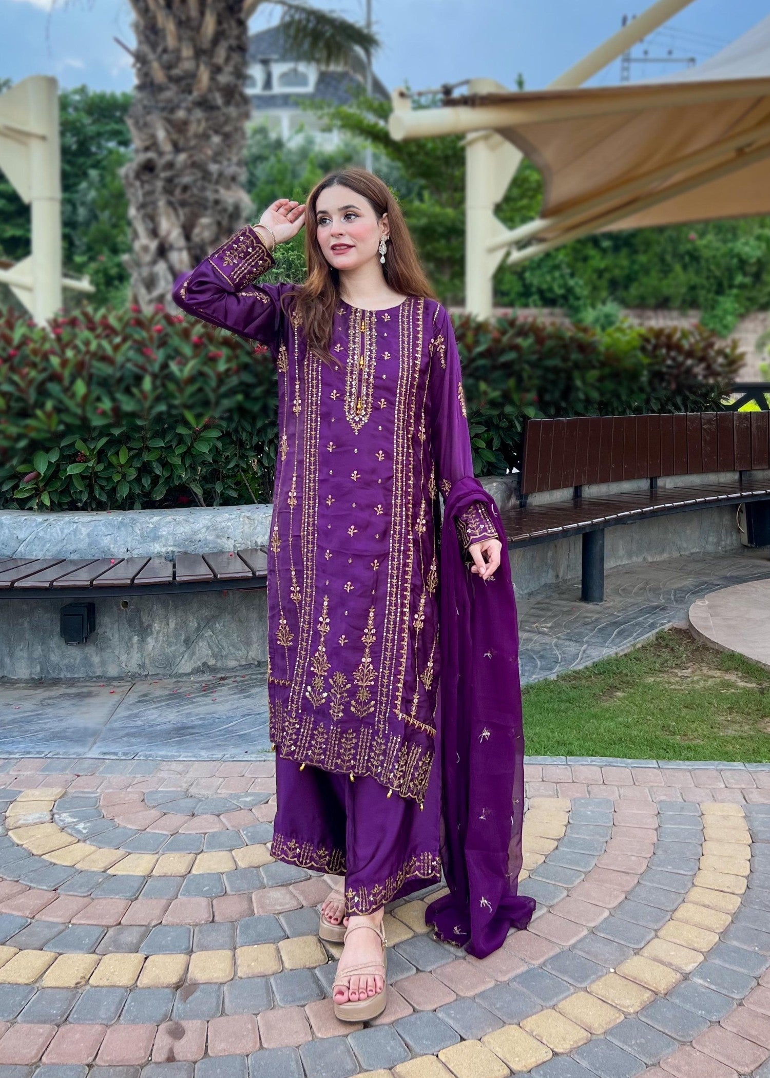 Rangoon Clothing NUREH PLUM SILKEN Women 3pcs