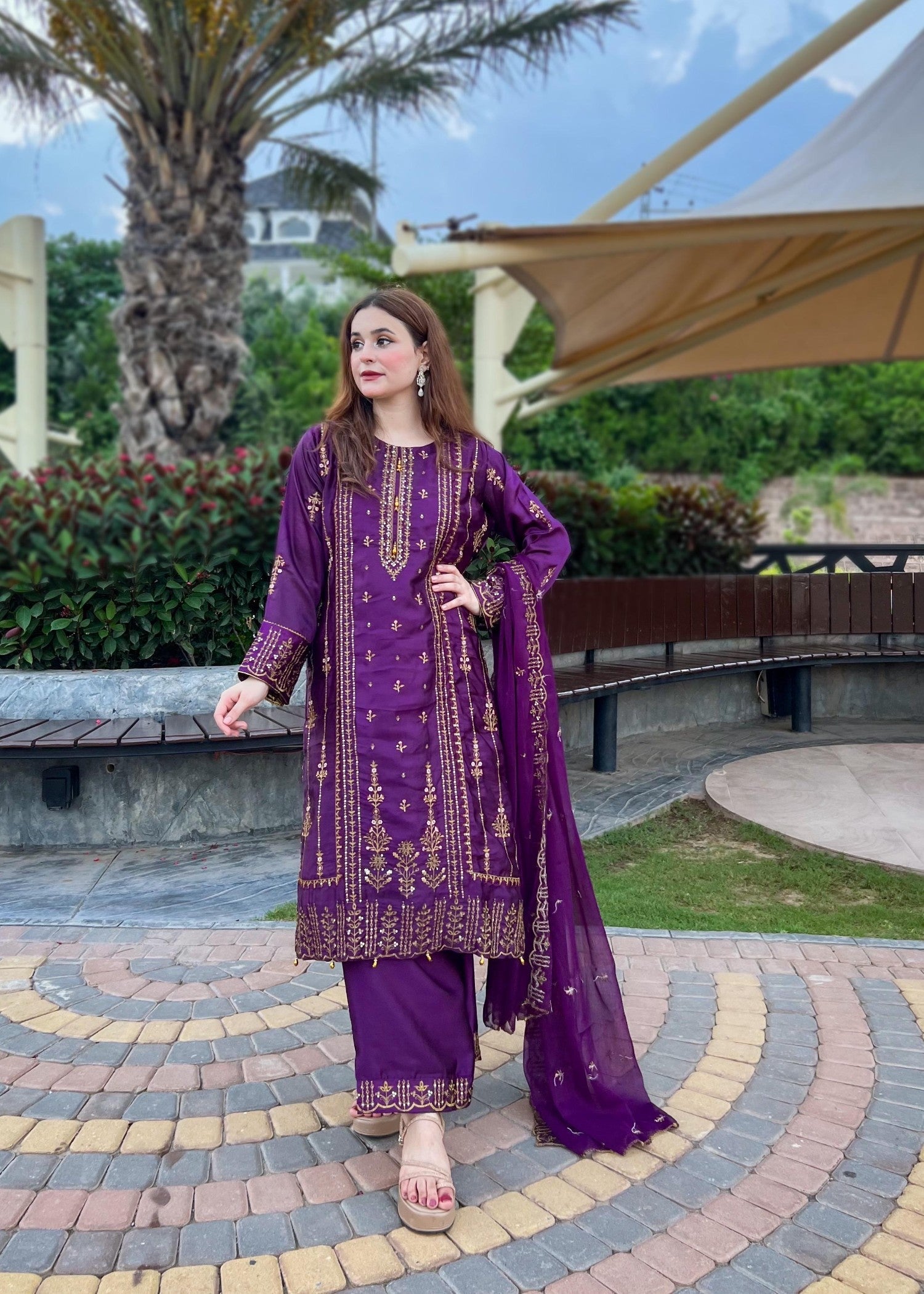 Rangoon Clothing NUREH PLUM SILKEN Women 3pcs