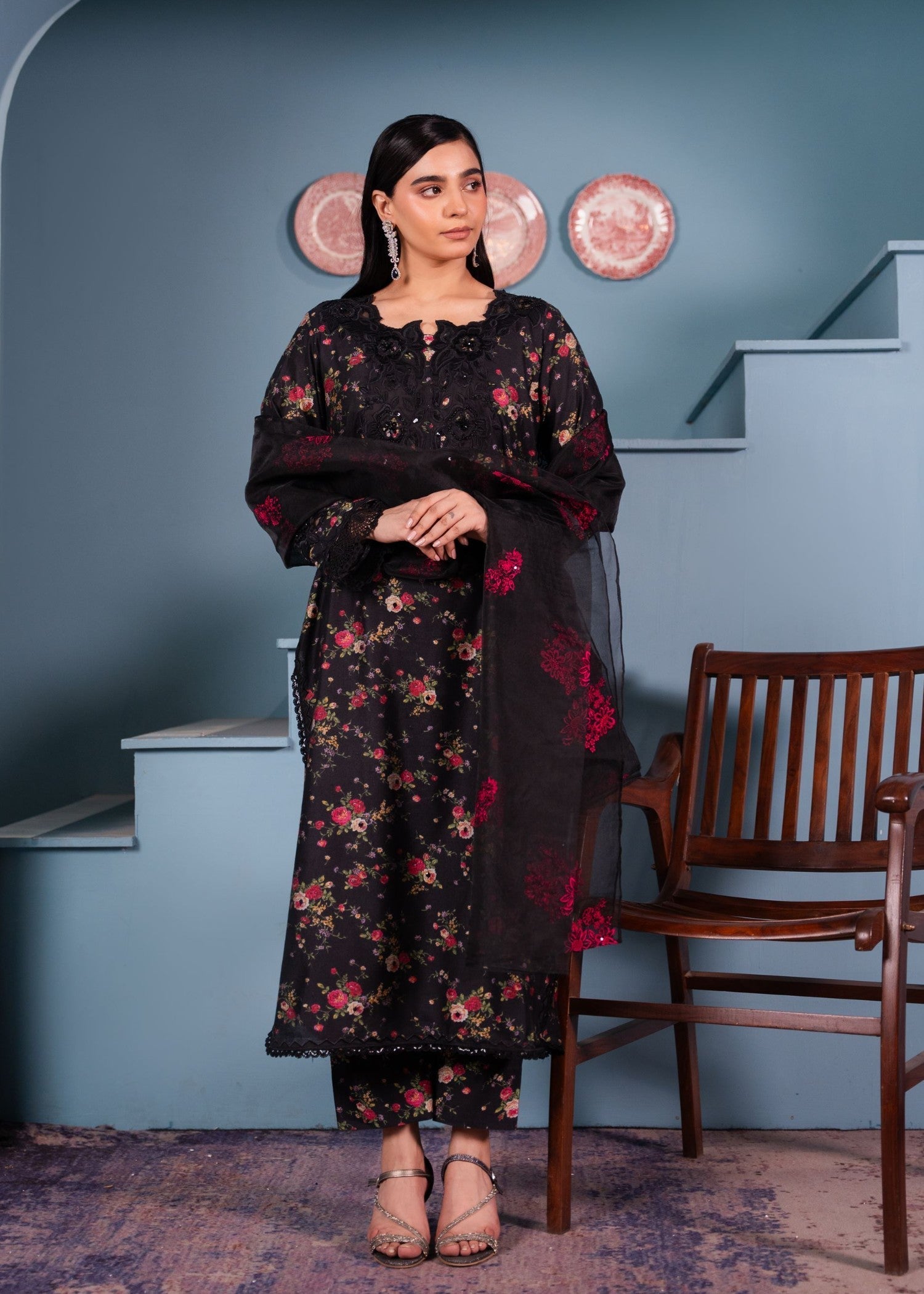 Maroon By Iqra Chaudhry FLORAL BLACK Women 3pcs