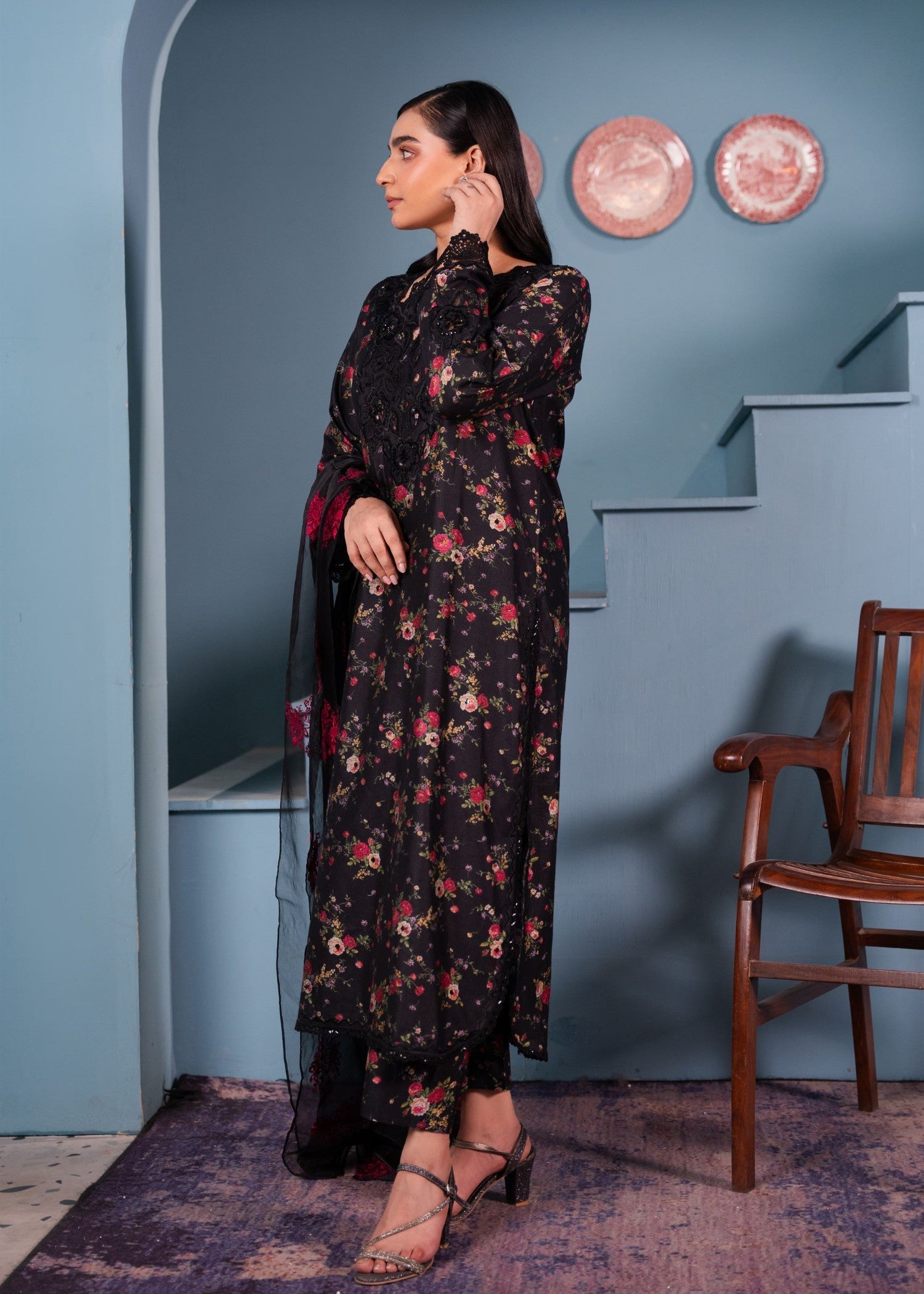Maroon By Iqra Chaudhry FLORAL BLACK Women 3pcs