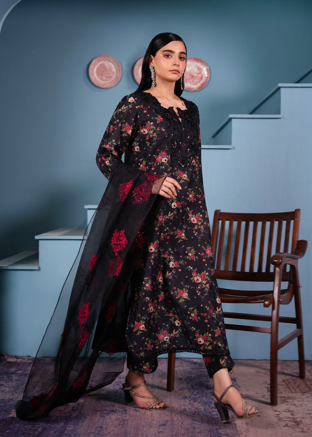 Maroon By Iqra Chaudhry FLORAL BLACK Women 3pcs