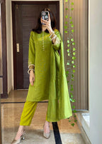 Ayesha B dhani green khaddi naaz Women 3pcs
