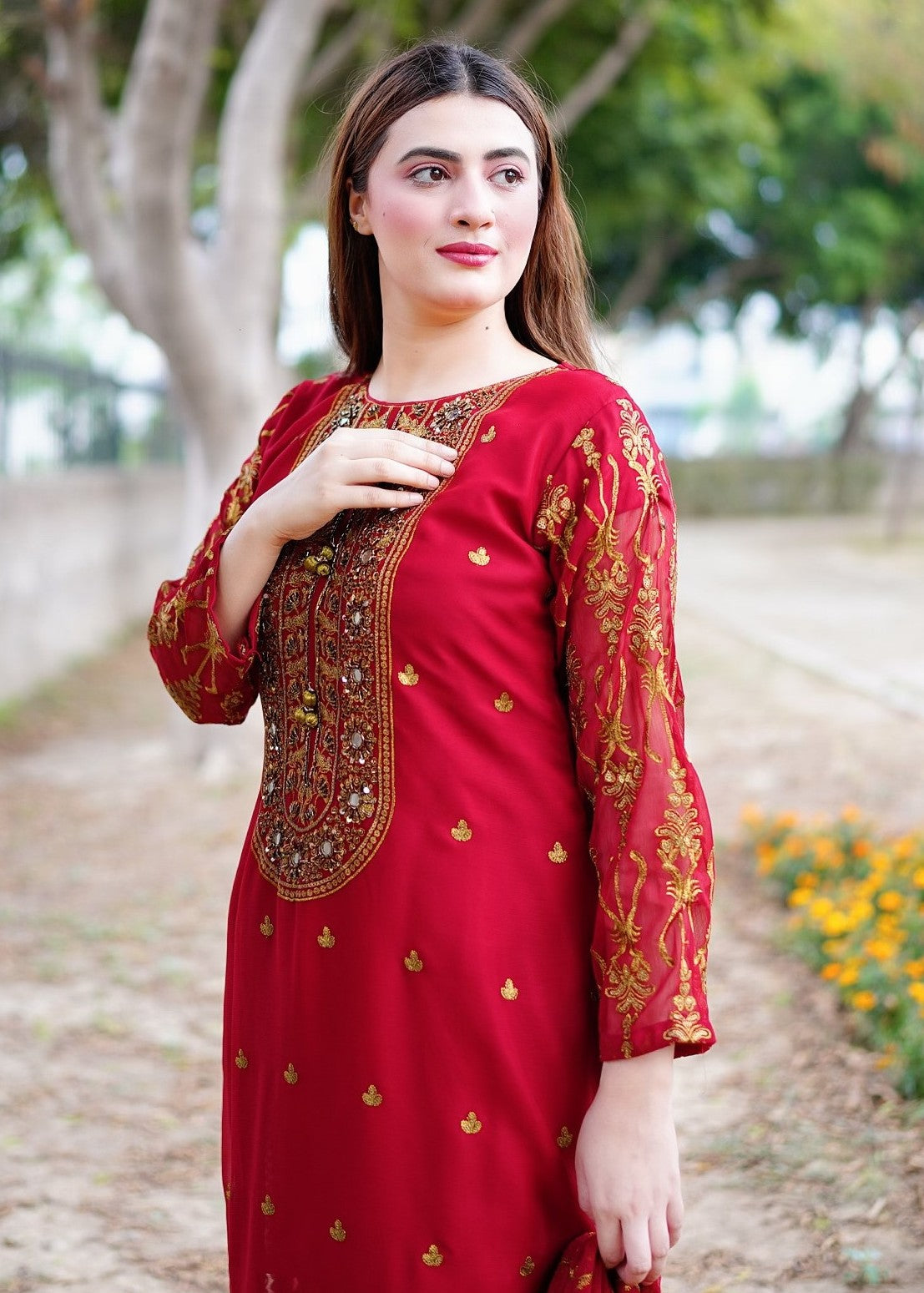 Four Season Boutique ZAMDA CHIFFON RED Women 3pcs