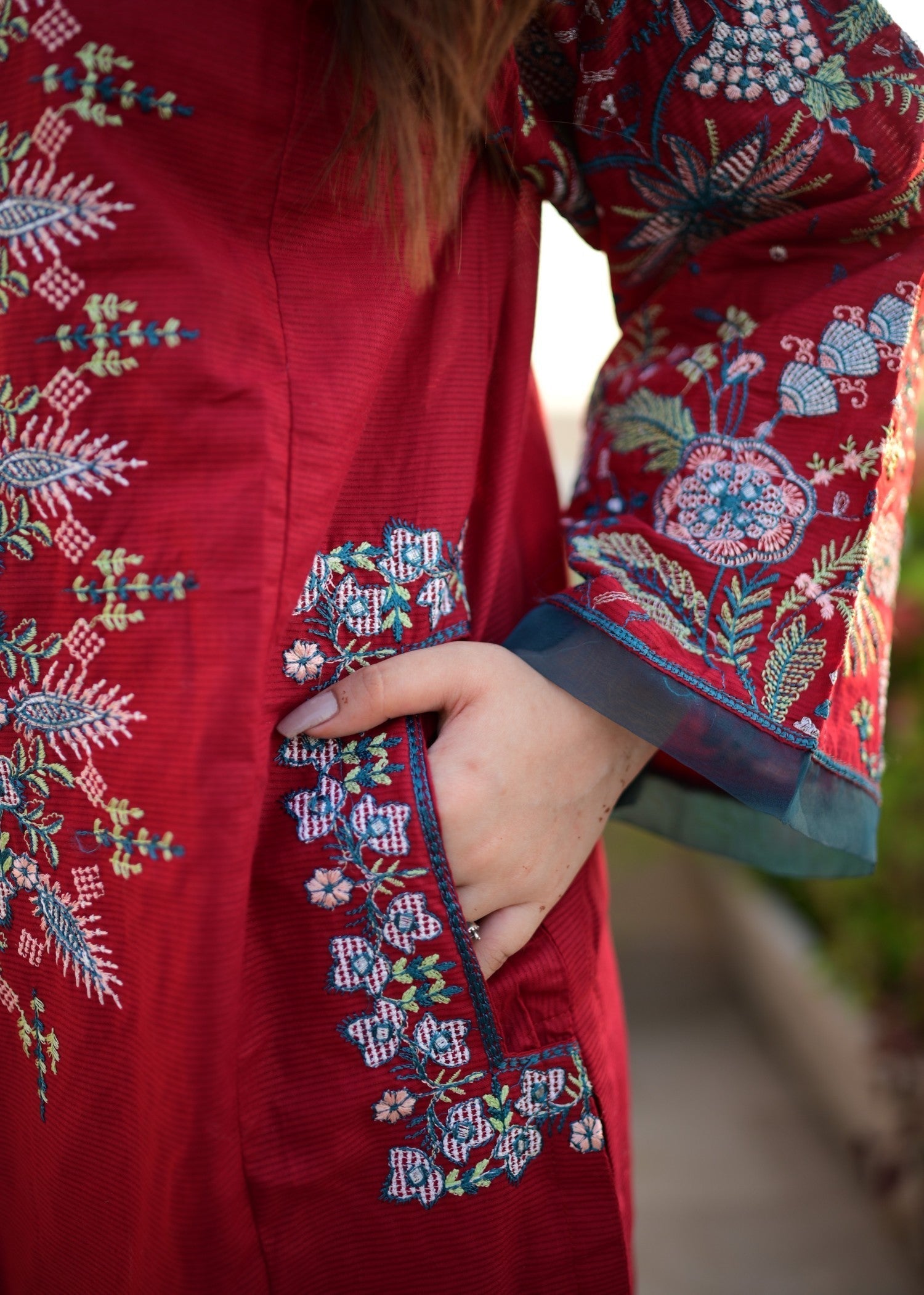 Four Season Boutique Pocket Cotton Red Women 3pcs