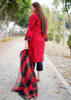 Four Season Boutique NOOR E ROSHNI KHADI REDISHMAROON Women 3pcs