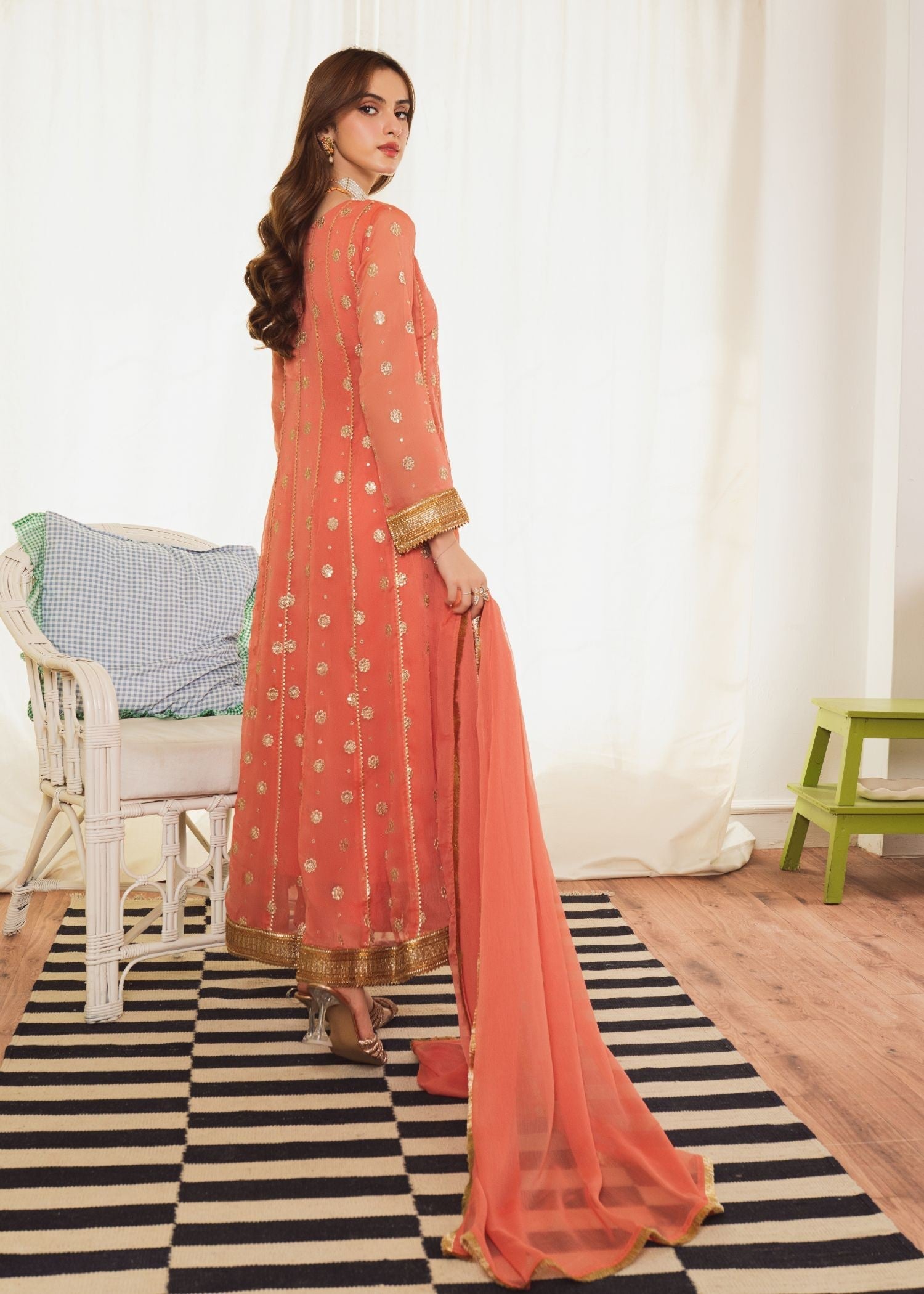 Al-Harir Apparel Mehar Peach Women 3pcs