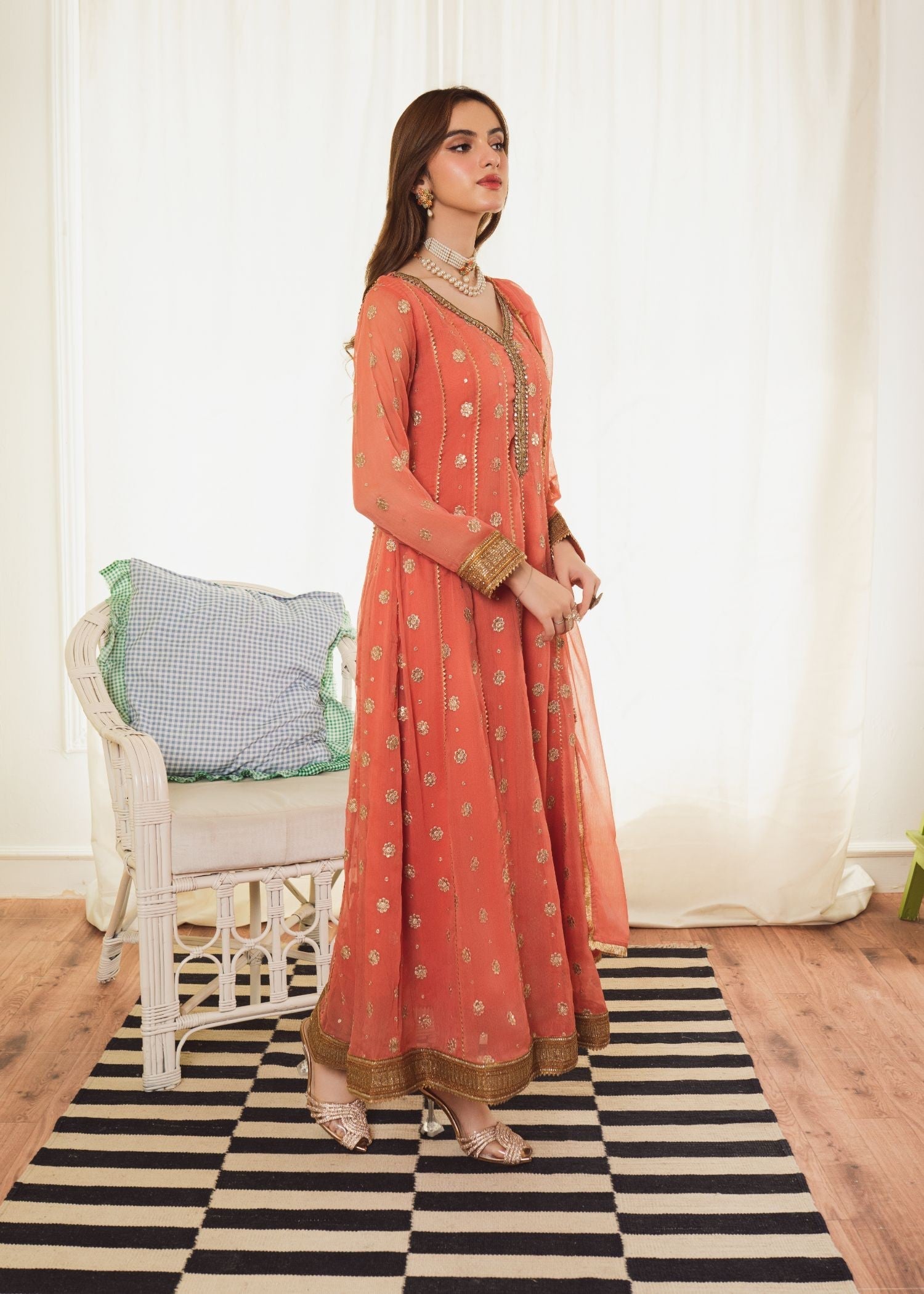 Al-Harir Apparel Mehar Peach Women 3pcs