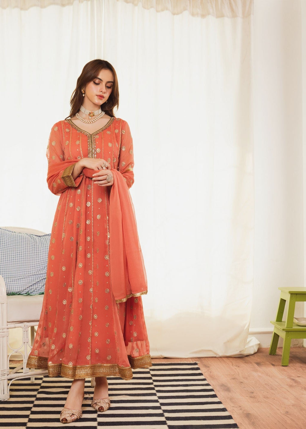 Al-Harir Apparel Mehar Peach Women 3pcs