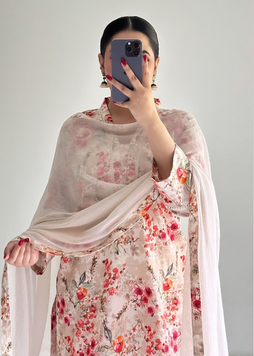 Ayesha B beige suit (flower) Women 3pcs