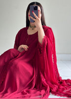 Ayesha B maroon frock Women 3pcs