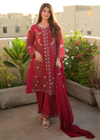 Four Season Boutique NOOR JAHAN PINKISH MAROON Women 3pcs
