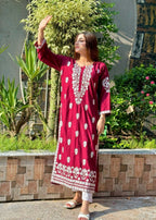 Chaudhary Arts Indian Kurti Maroon Women 1pcs