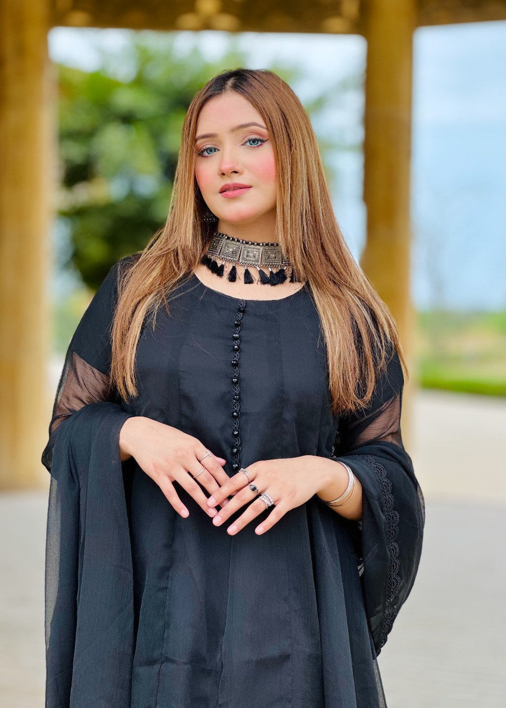 Ayesha B black frock Women 3pcs