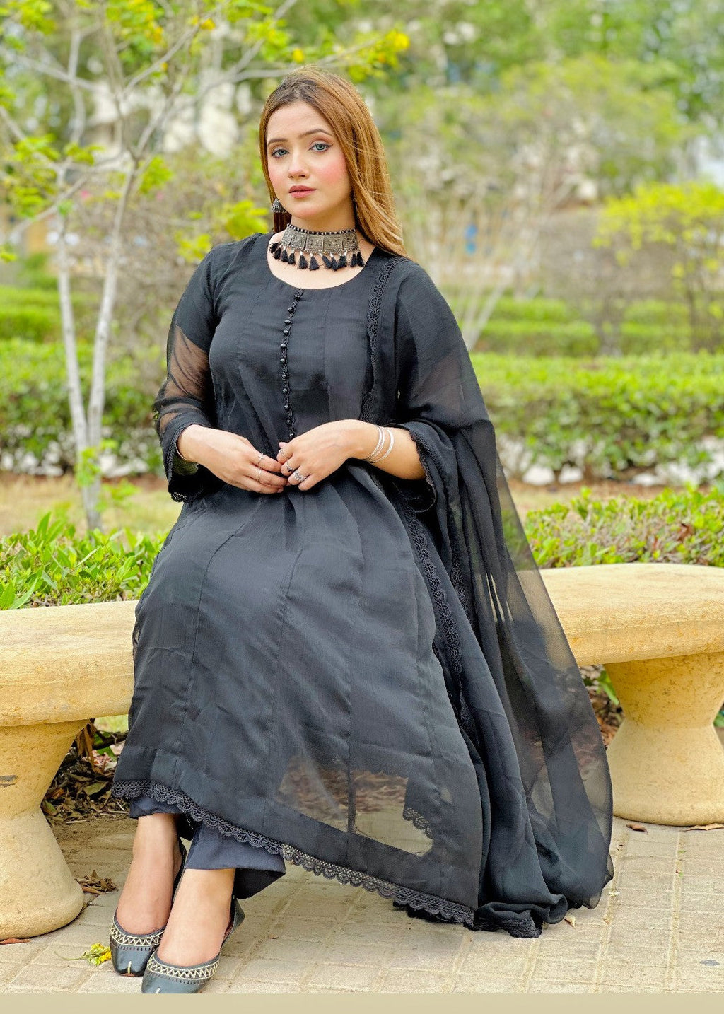 Ayesha B black frock Women 3pcs