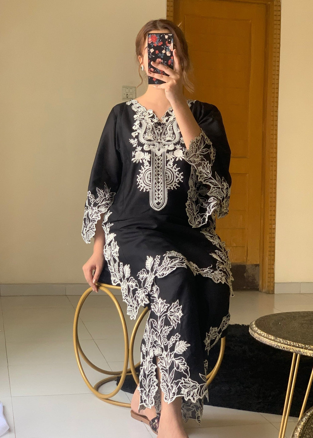 Chaudhary Arts Cyan 2 Embroidered Black Women 2pcs