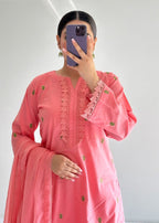 Ayesha B coral pink embroidred Women 3pcs