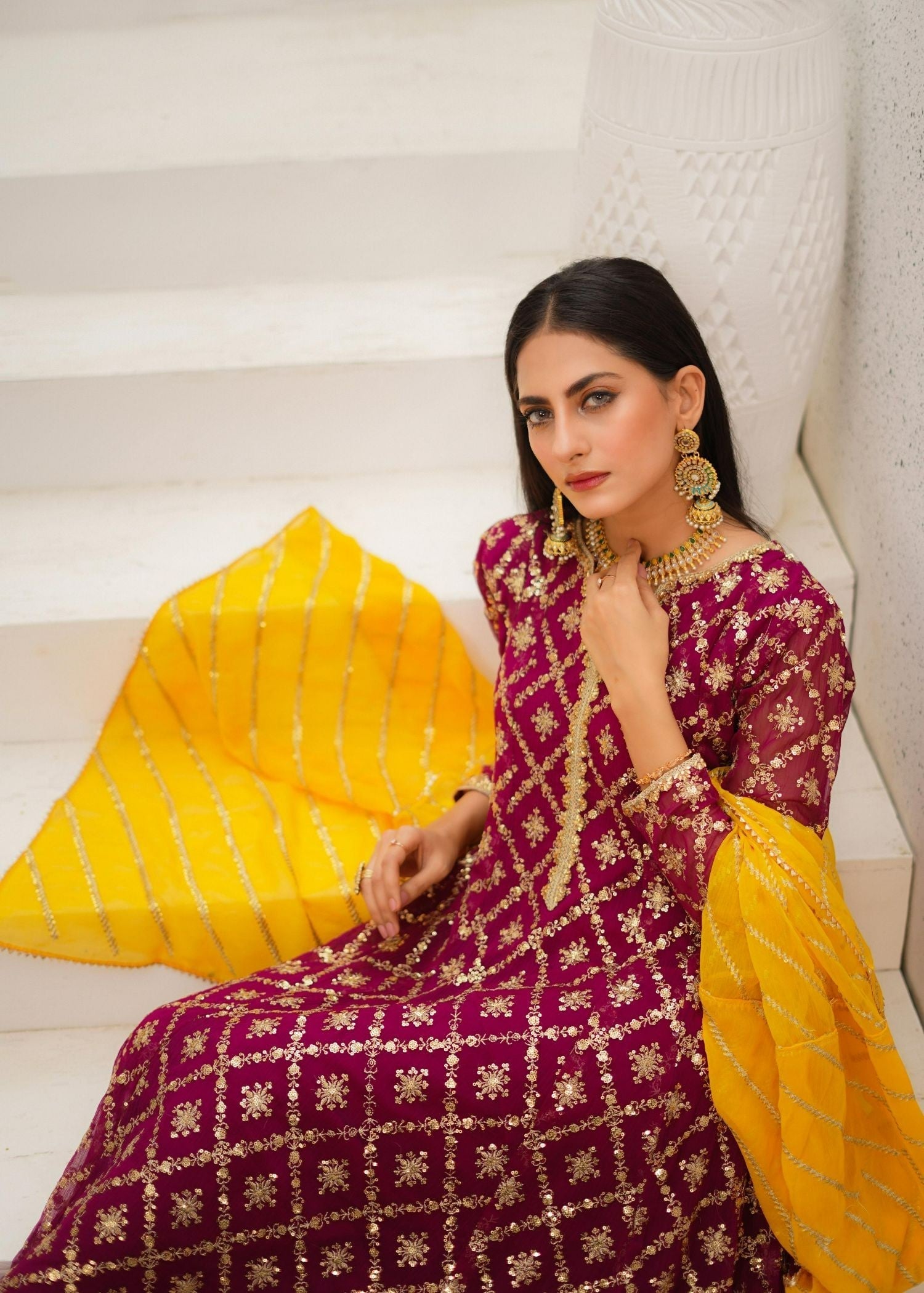 Ayesha Closet Malikaa Magenta Women 3pcs