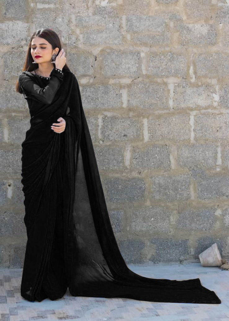Amna Ismail BLACK SHEESHA SAREE Women 3pcs