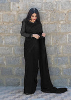 Amna Ismail BLACK SHEESHA SAREE Women 3pcs