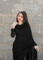 Amna Ismail BLACK SHEESHA SAREE Women 3pcs