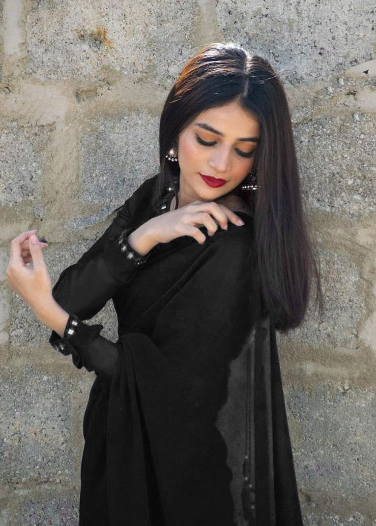 Amna Ismail BLACK SHEESHA SAREE Women 3pcs