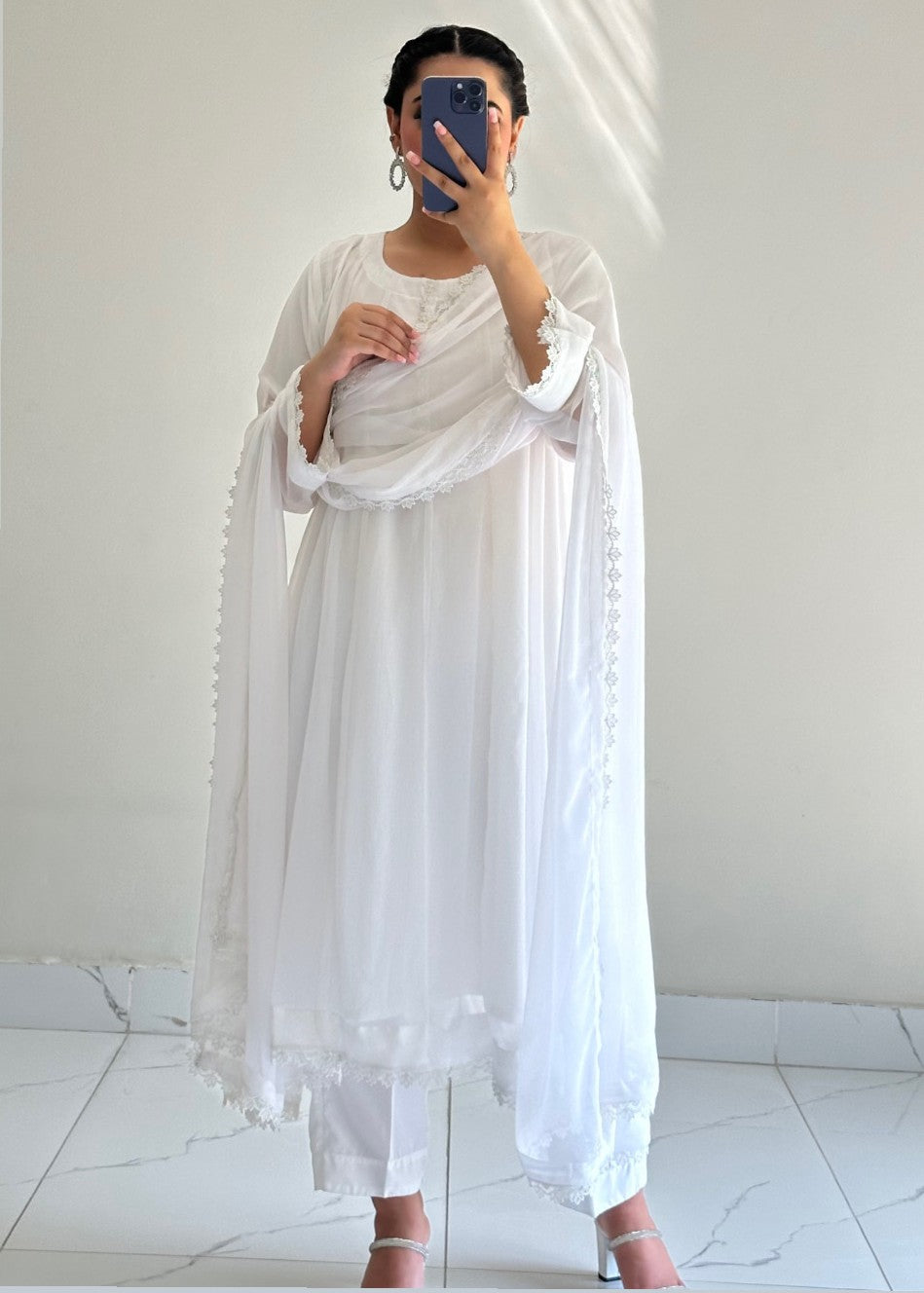 Ayesha B white frock Women 3pcs