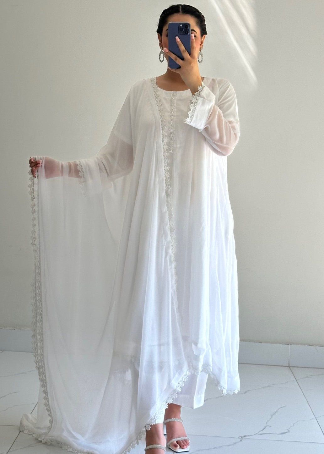 Ayesha B white frock Women 3pcs