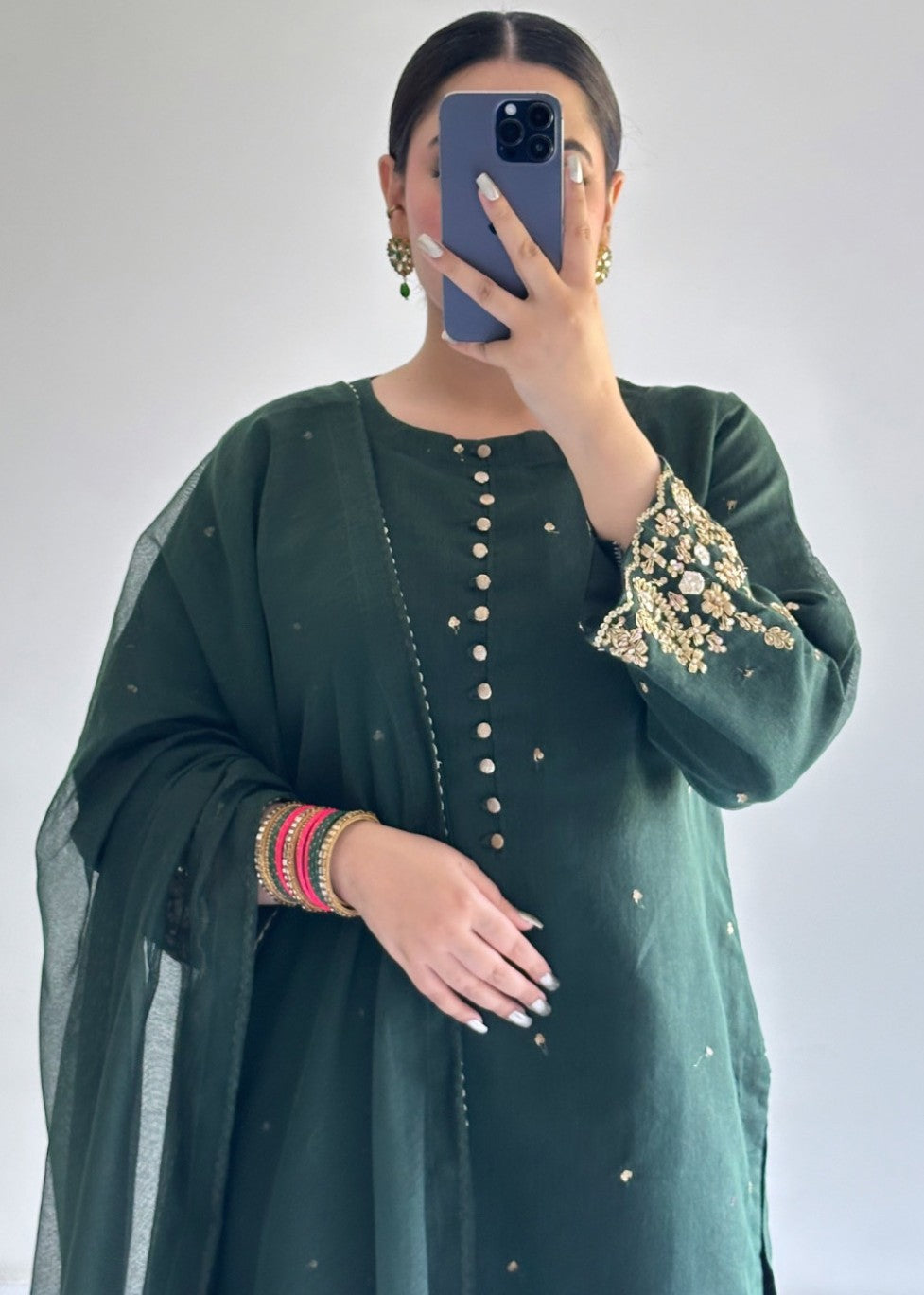 Ayesha B bottle green handwork naaz Women 3pcs
