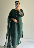 Ayesha B bottle green handwork naaz Women 3pcs