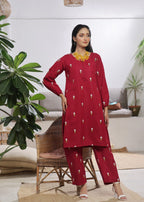 Abaan Zohan Akkas Maroon Women 2pcs