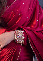 Amna Ismail MAYON SILK SAREE IN MAROON Women 3pcs