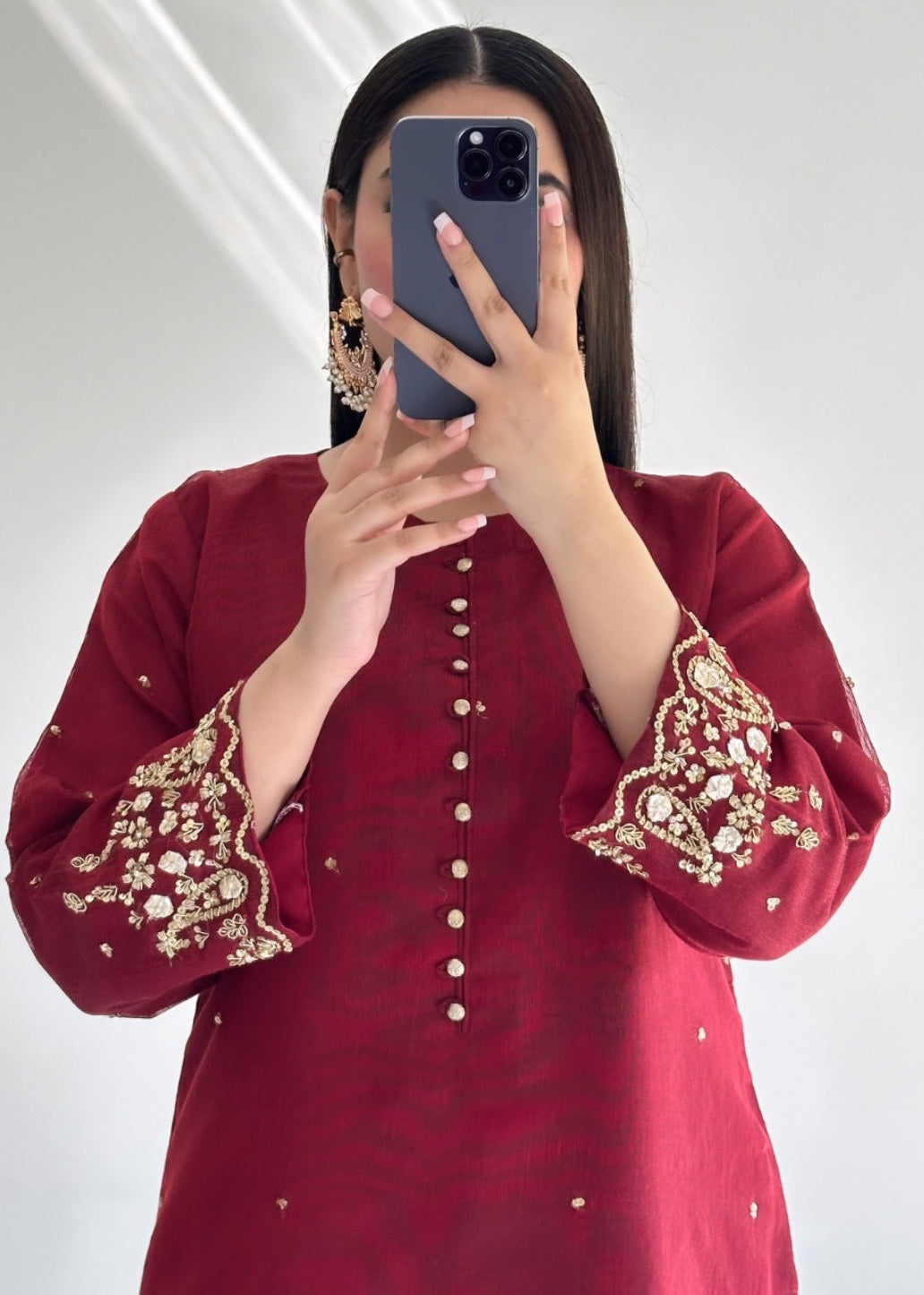 Ayesha B maroon khadi naaz Women 3pcs