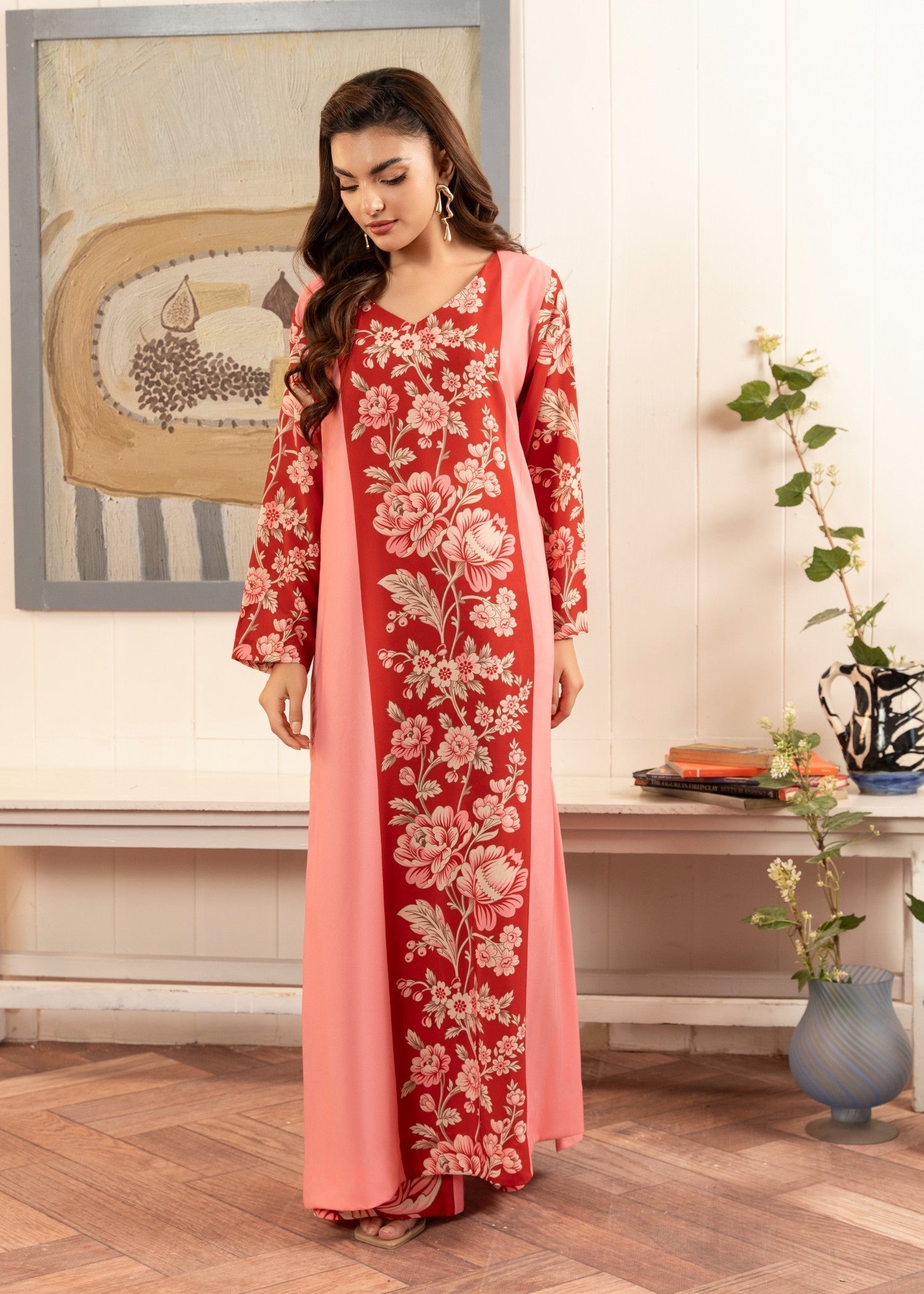 Stitch Vibes Coral Pink Dress Women 2pcs