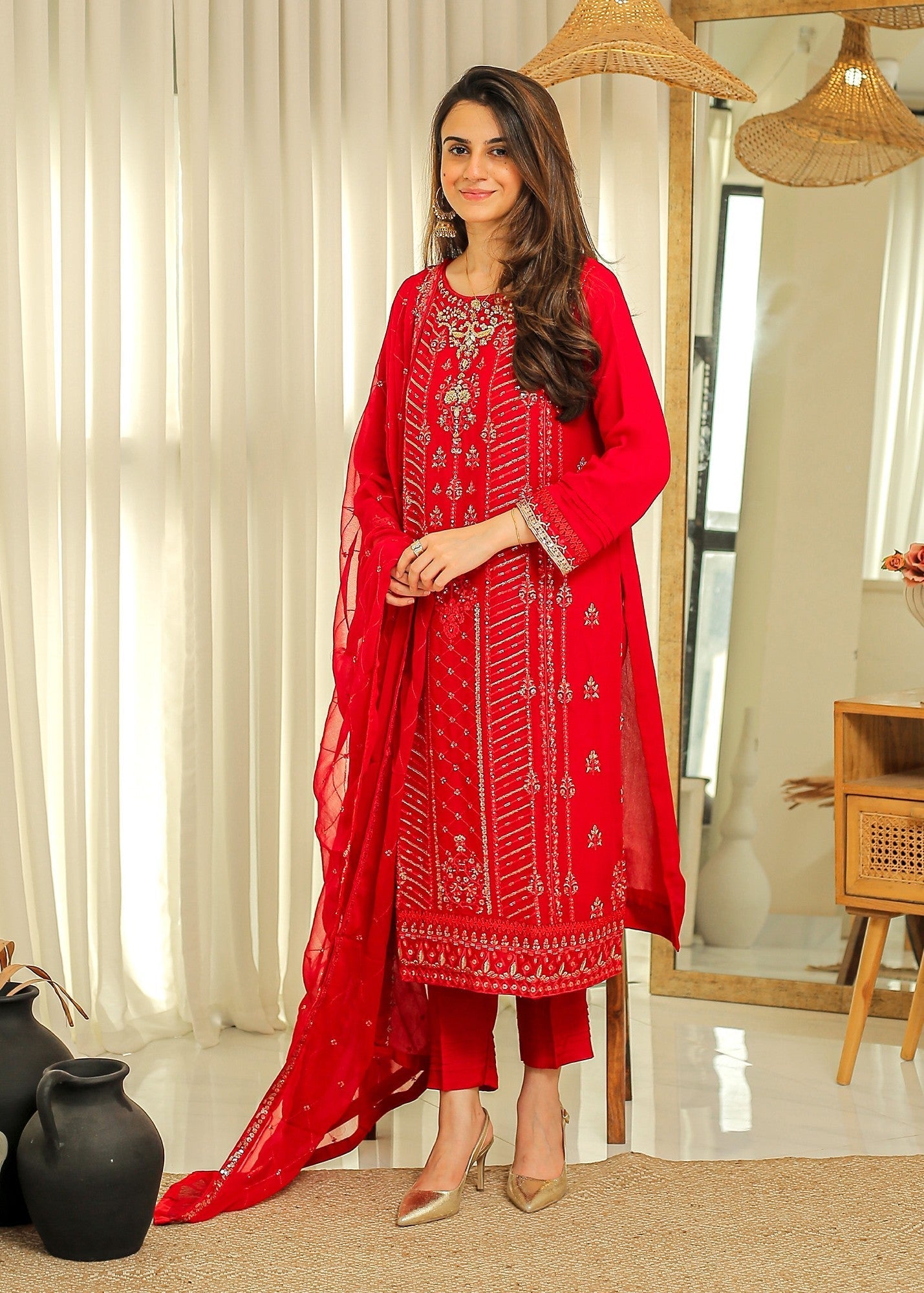 Rangeen Anaa Embroidered Chiffon Suit Women 3pcs