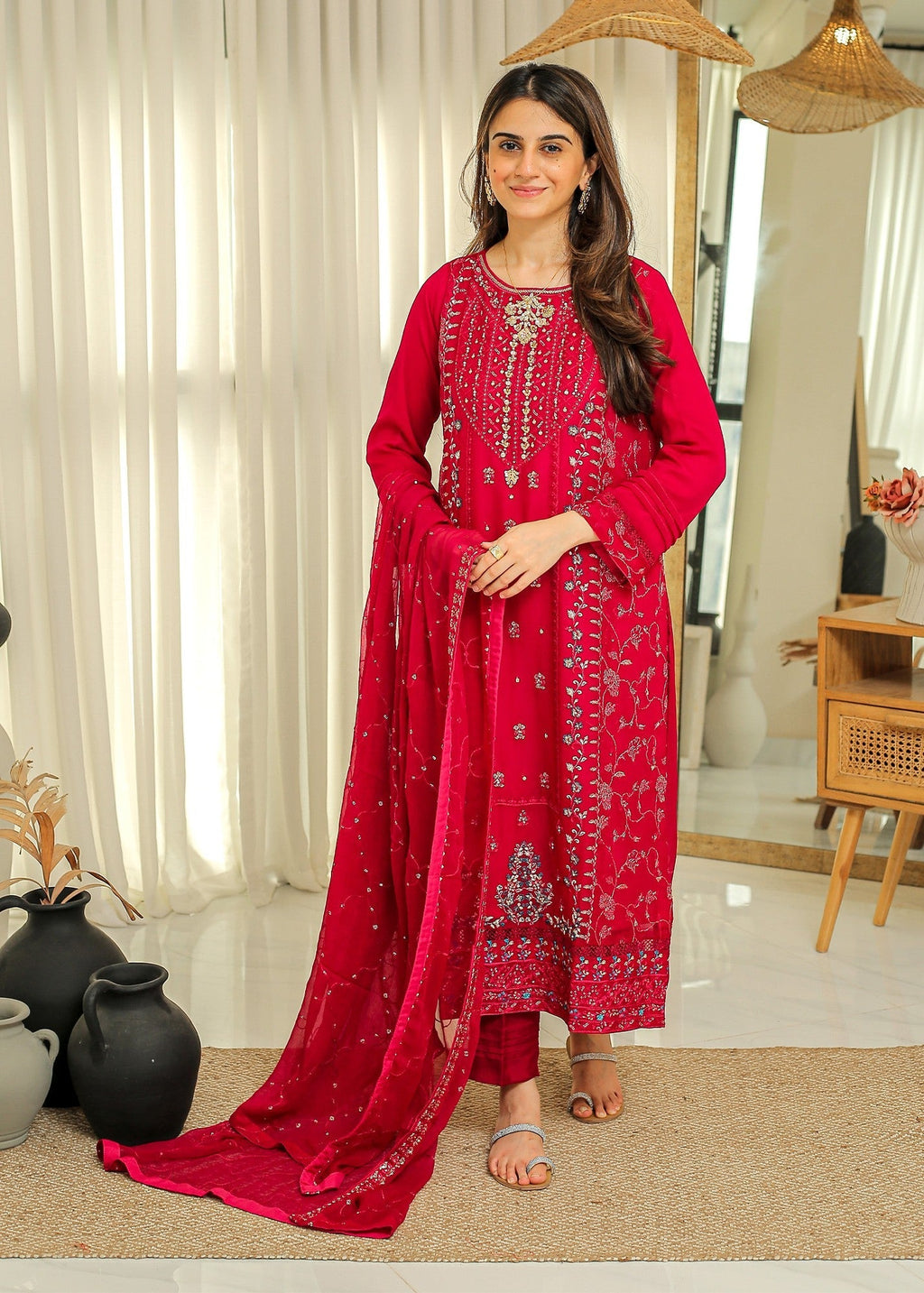 Rangeen Haseena Embroidered Chiffon Suit Women 3pcs