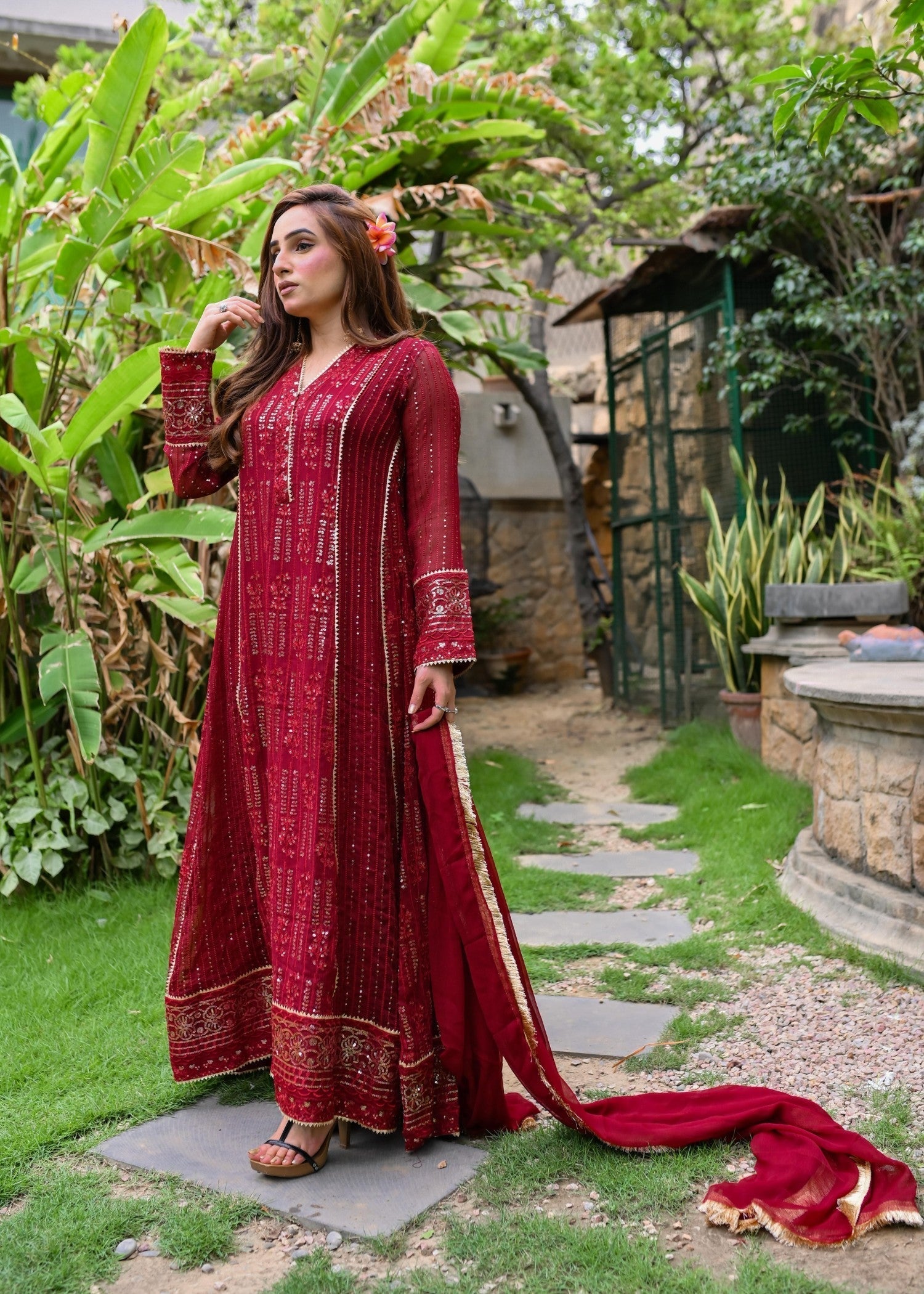 Mona Embroidery CEDAR MEHROON Women 3pcs