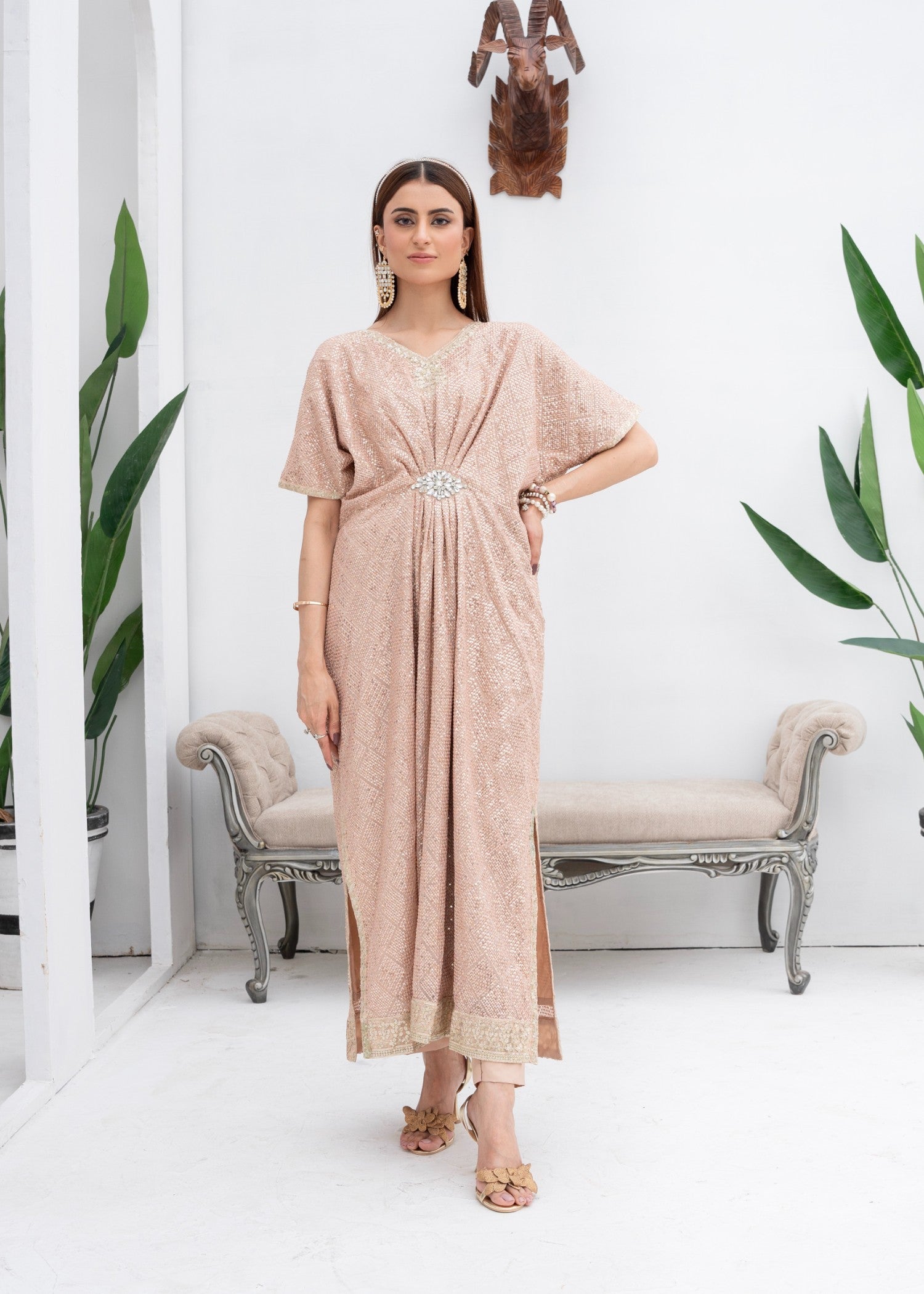 Mona Embroidery CELESTIAL CHARM PEACH Women 2pcs