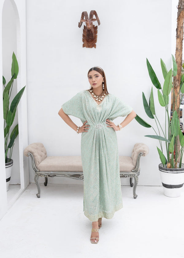 Mona Embroidery CELESTIAL CHARM MINT GREEN Women 2pcs