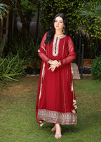 Mona Embroidery LUMINOUS MEHROON Women 3pcs