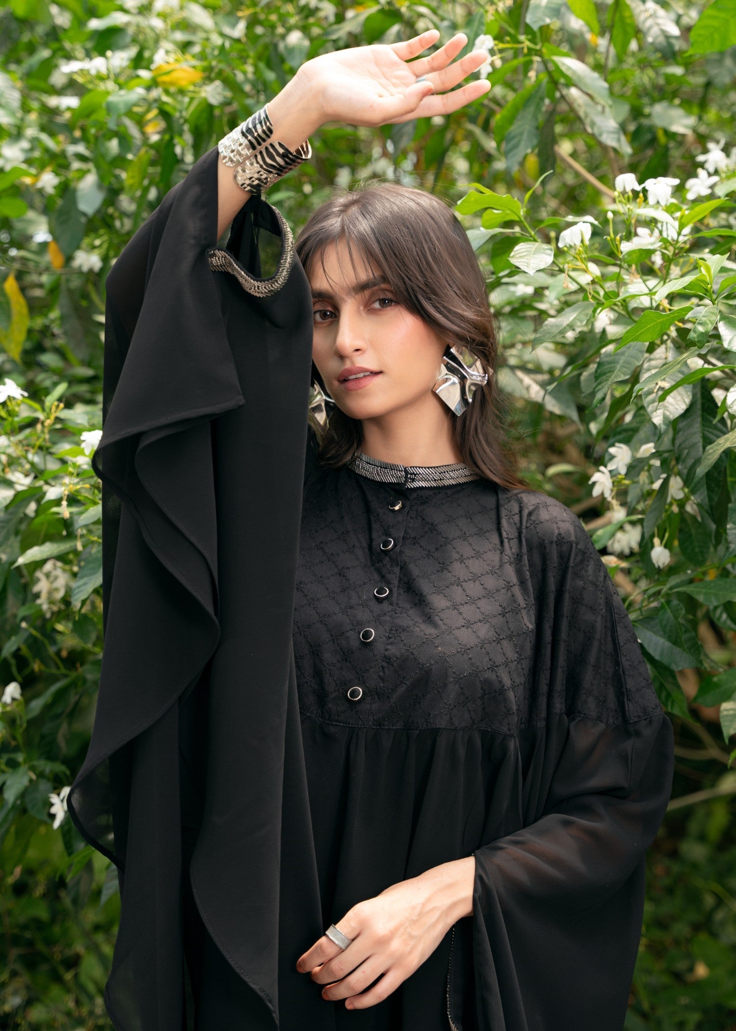 Edowlark Beaded Cape Dress With Designer Details Black Women 3pcs
