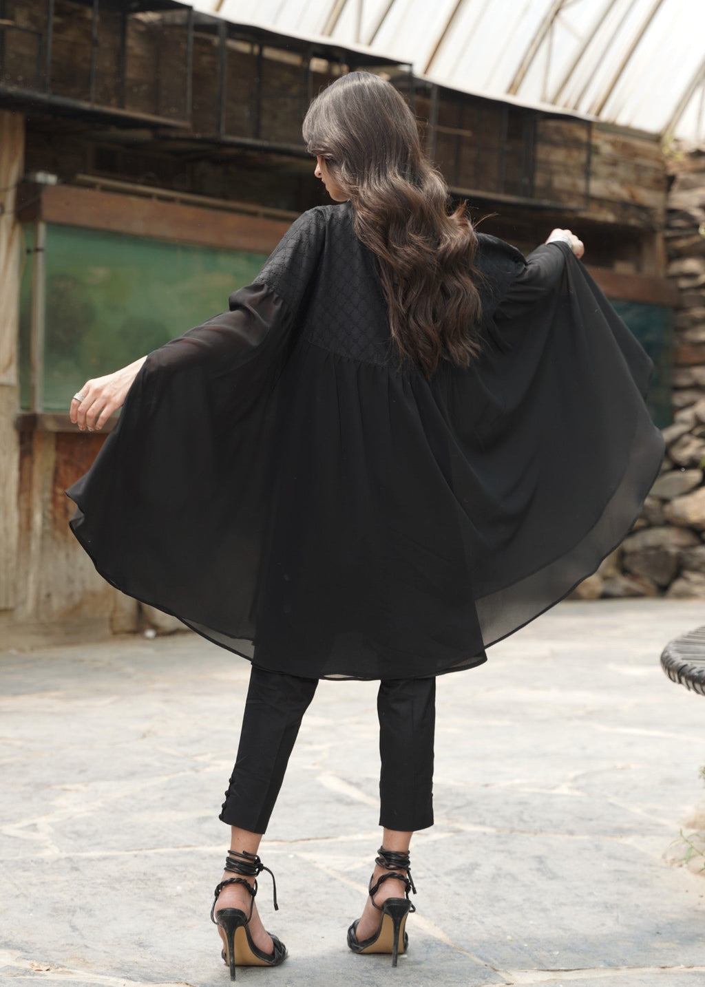 Edowlark Beaded Cape Dress With Designer Details Black Women 3pcs