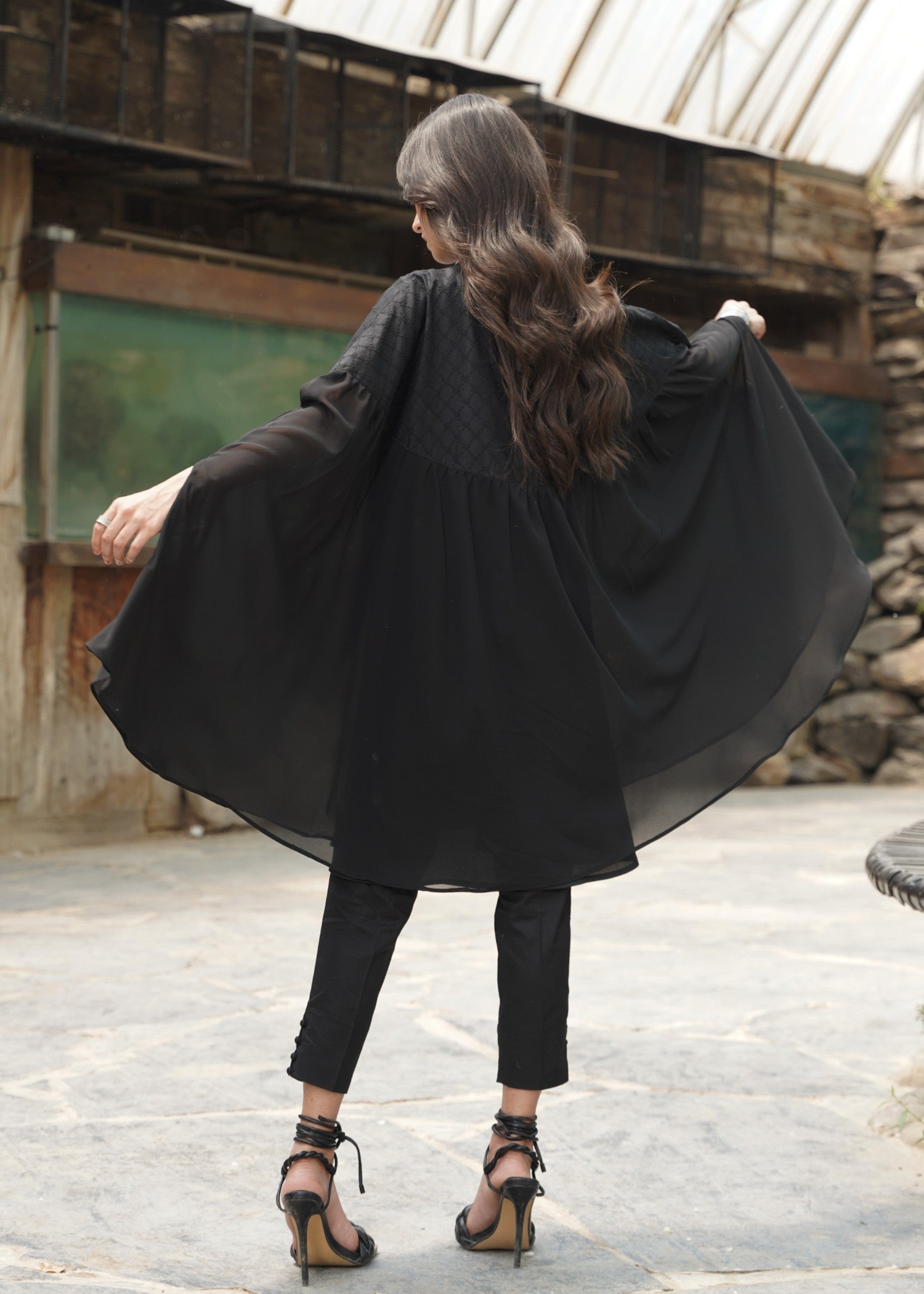 Edowlark Beaded Cape Dress With Designer Details Black Women 3pcs