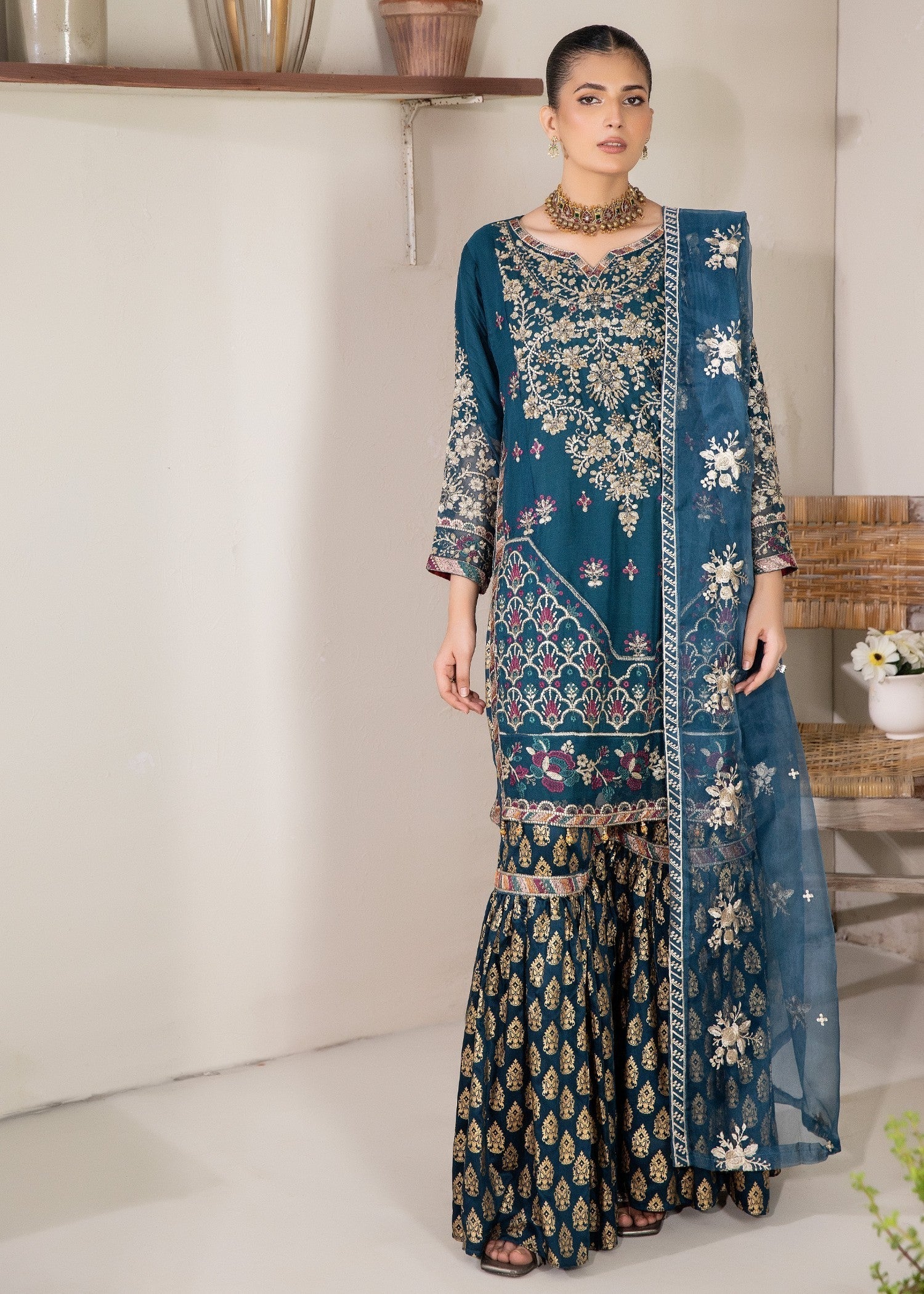 Pehnawa By Bin Akram’s Zinc Regal Chiffon Women 3pcs