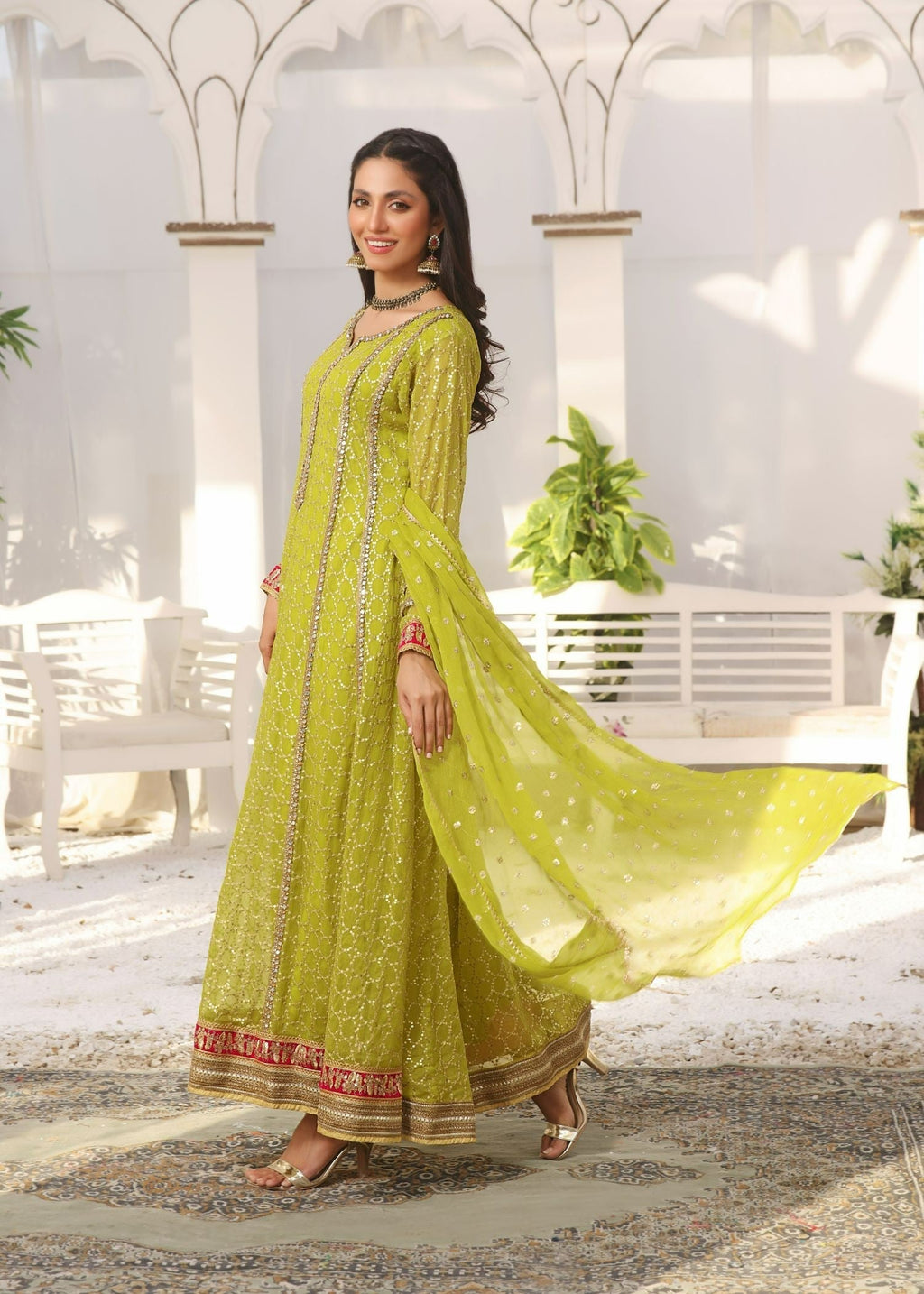 Ayesha Closet Shehzadi Chartreuse Women 3pcs