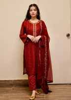 Four Season Boutique Rubby Sequnece Chiffon MAROON Women 3pcs