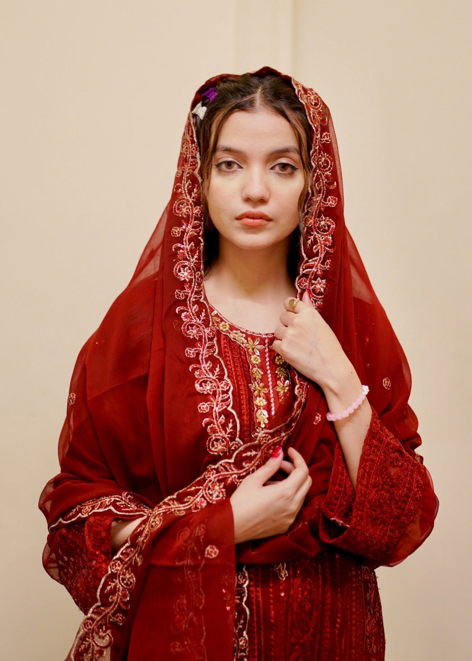 Four Season Boutique Rubby Sequnece Chiffon MAROON Women 3pcs