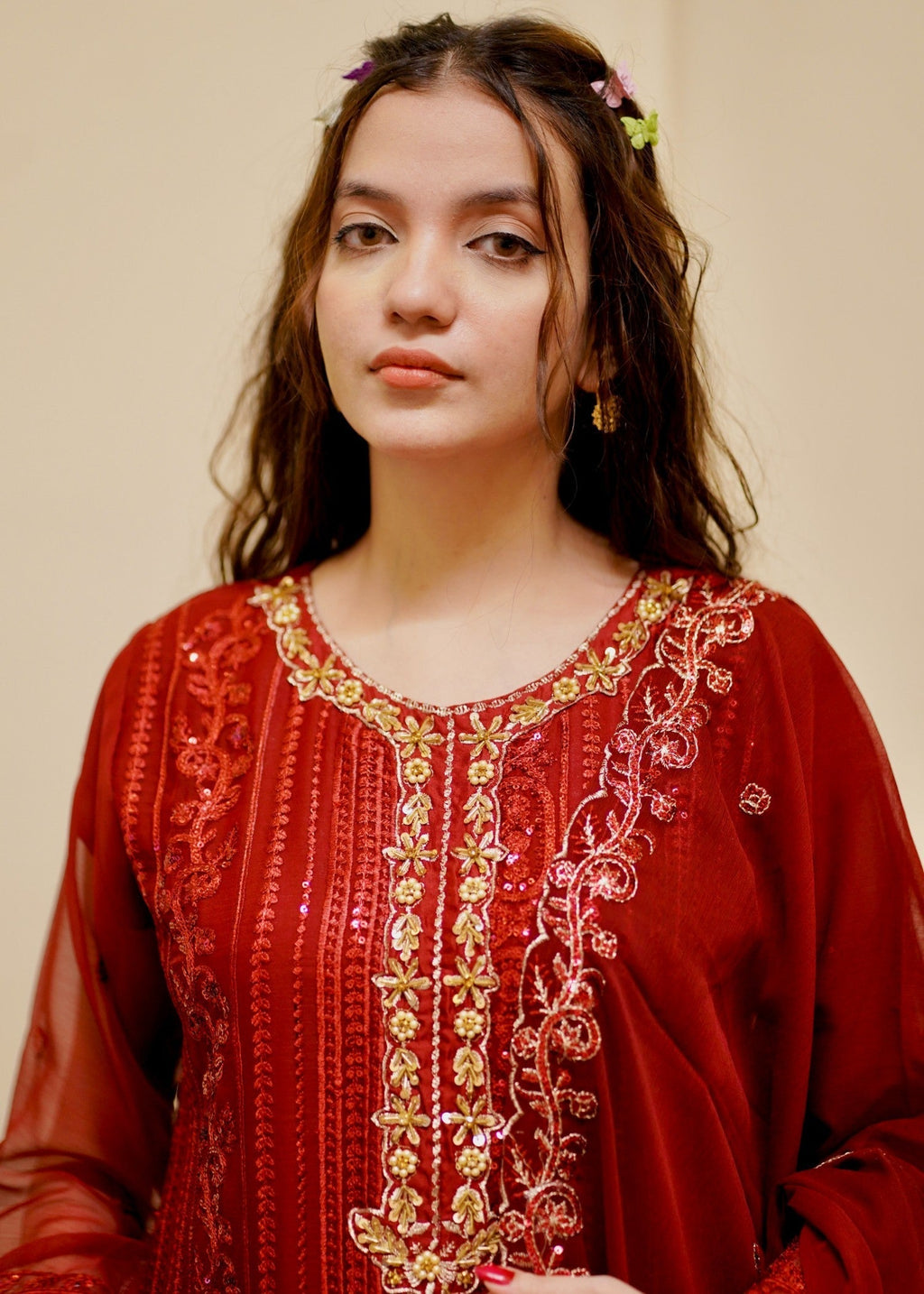 Four Season Boutique Rubby Sequnece Chiffon MAROON Women 3pcs