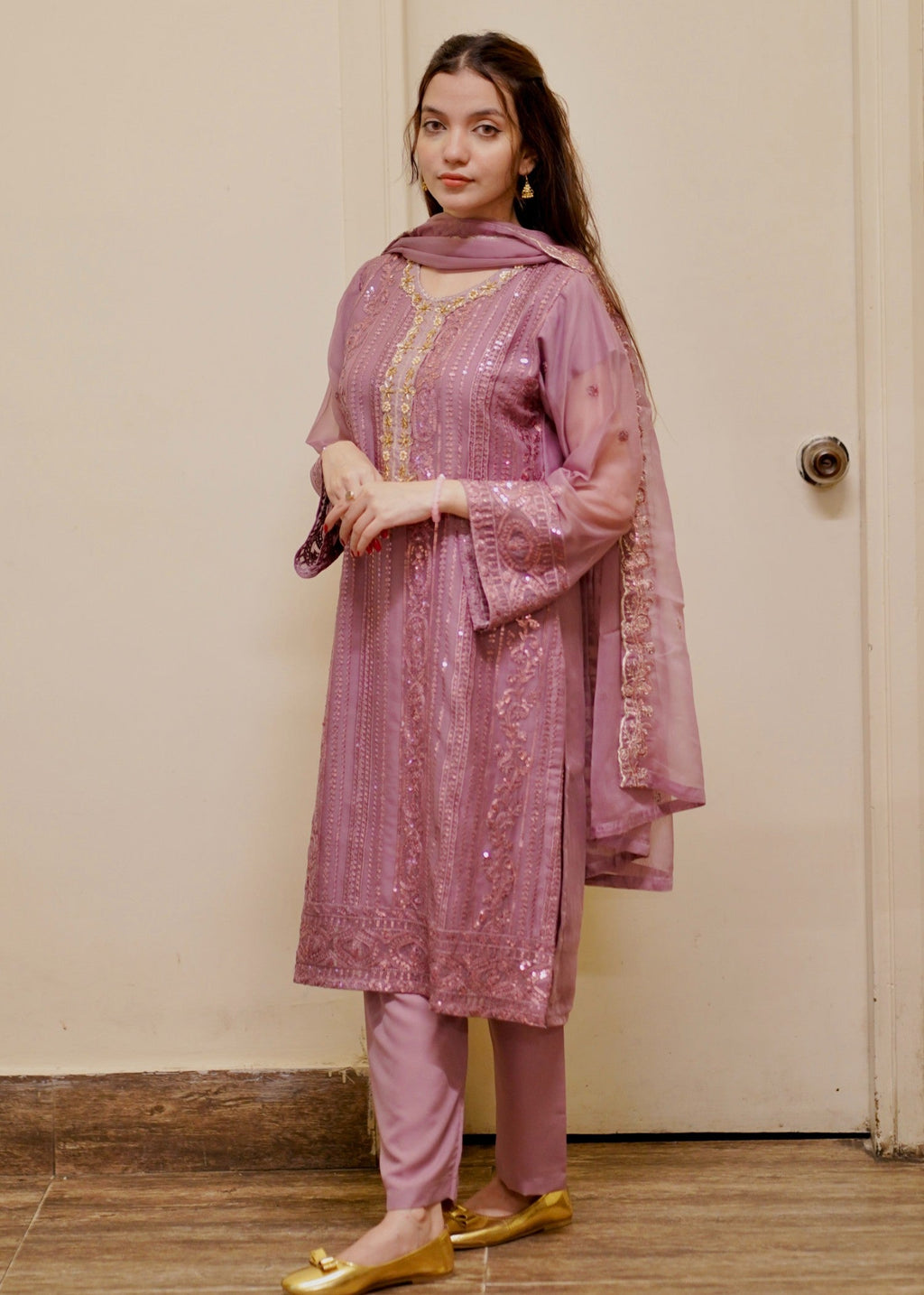 Four Season Boutique Rubby Sequnece Chiffon Rose Women 3pcs